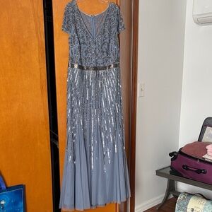 Adrianna Papell Blue Sequin Gown